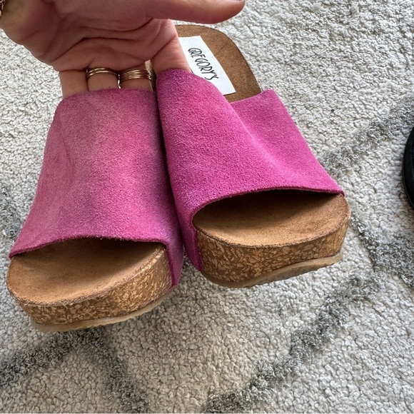 GREGORYS FSF Slip On Birk Bottom cork Wedge sandals pink fuschia suede 41 / 10 - Picture 8 of 14